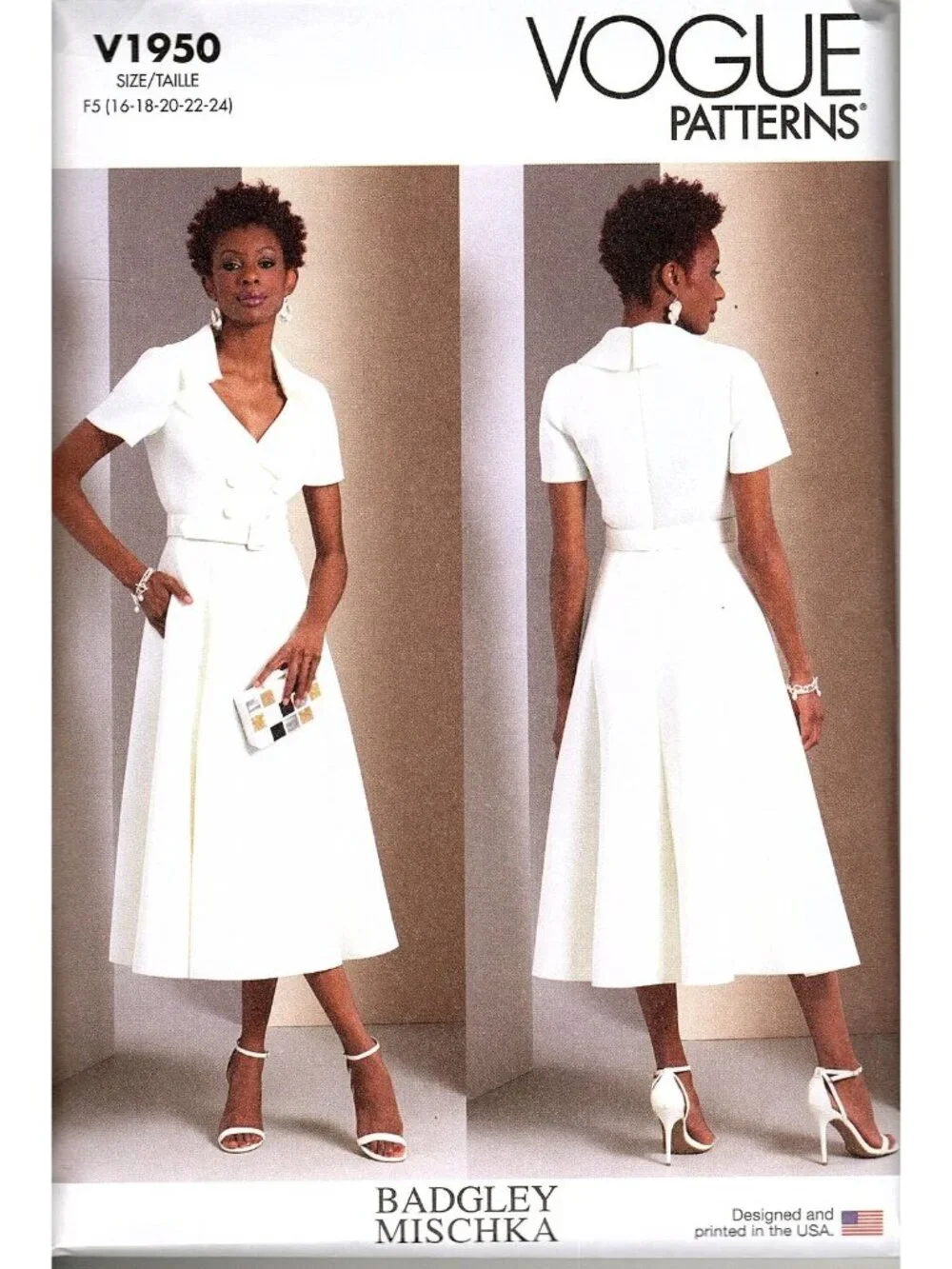 Vogue V1950 Misses 16 to 24 Badgley Mischka Dress Uncut Sewing Pattern
